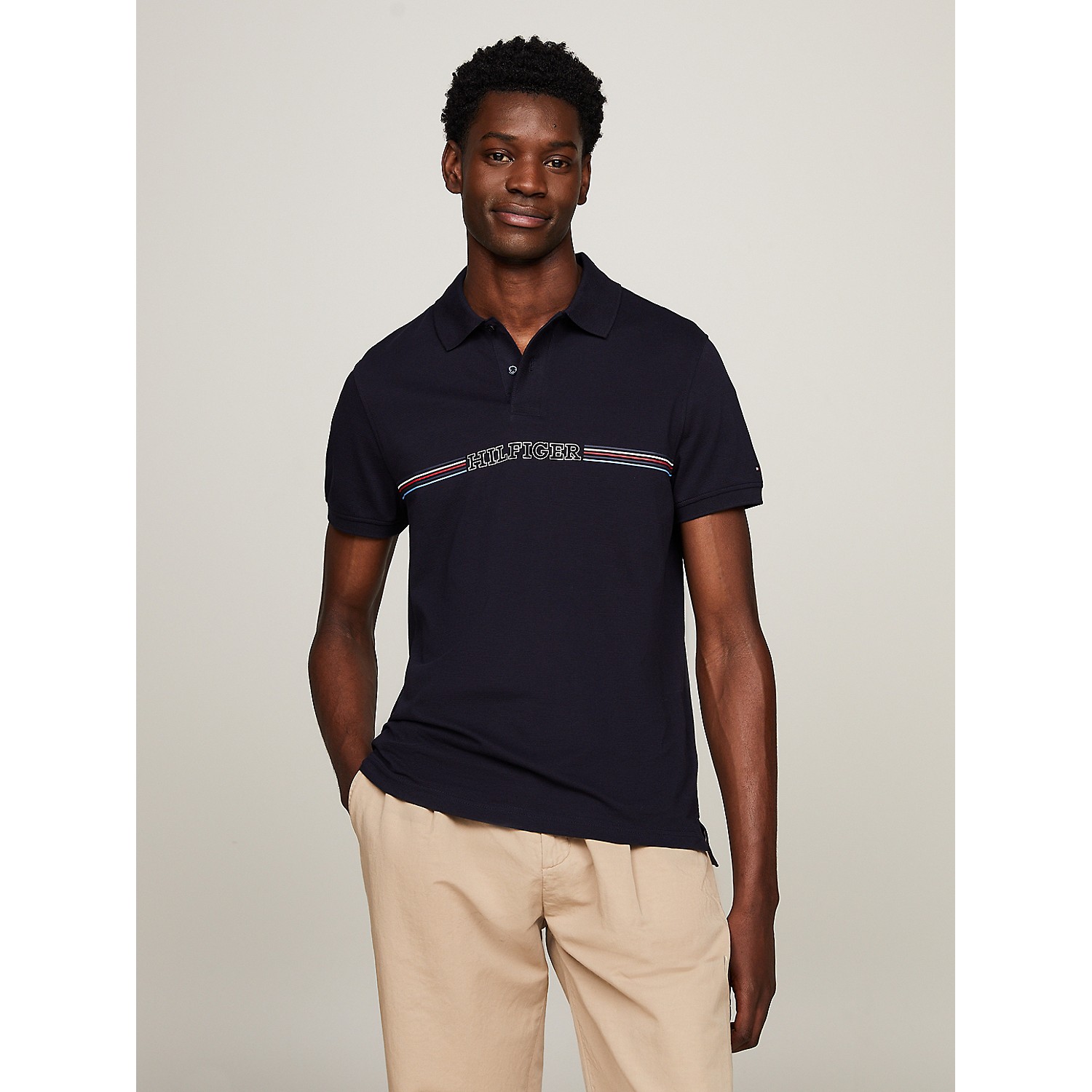 TOMMY HILFIGER Regular Fit Monotype Chest Stripe Polo